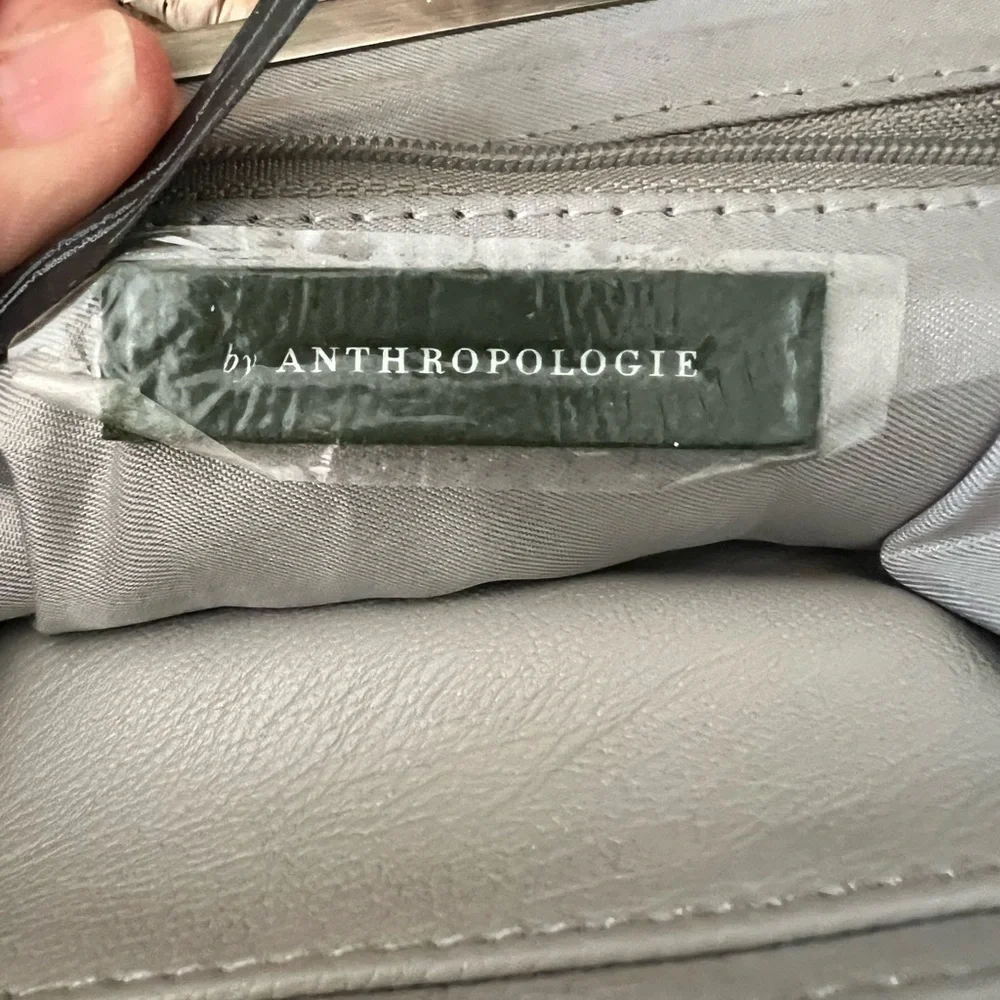 Anthropologie Grey Wallet Tumi leather Chain Crossbody bag.